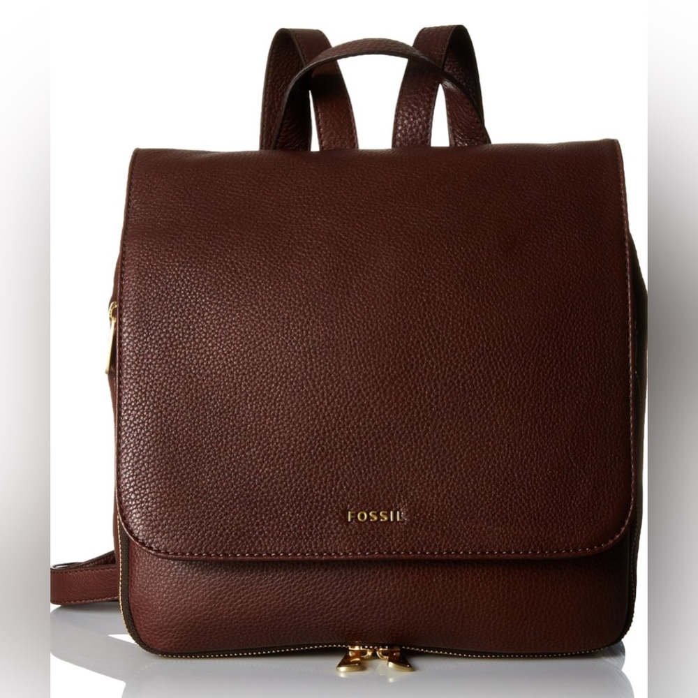 Fossil Brown Leather Backpack